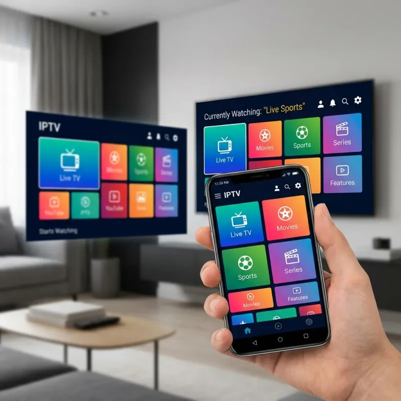 Android phone showing IPTV streaming app