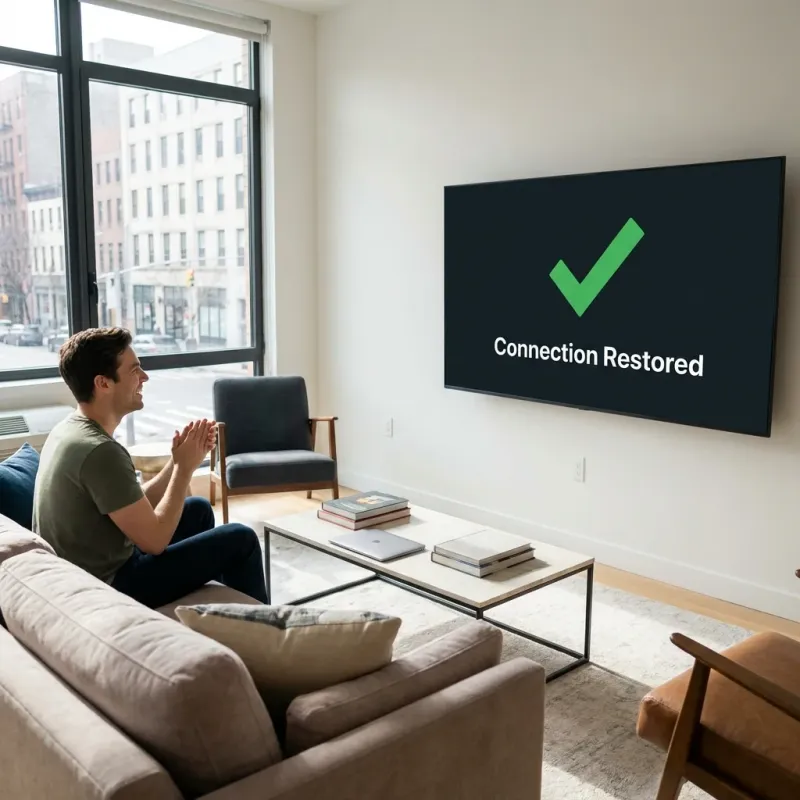 Connection restored success message on TV