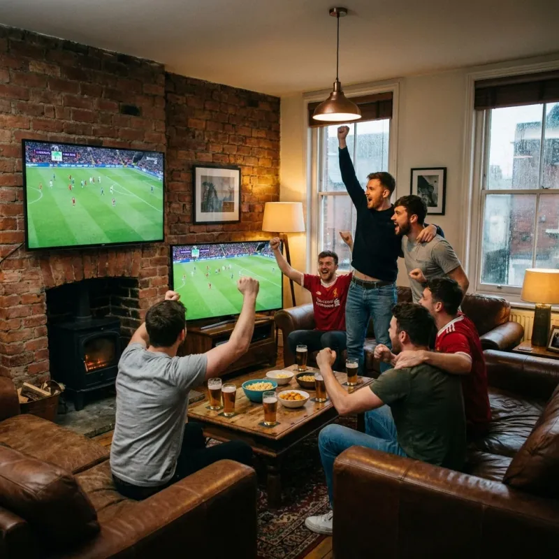 British fans watching Premier League in a pub